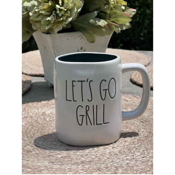 Rae Dunn LET'S GO GRILL Ceramic Coffee Mug/Cup Cream Colored with Black Writing - Picture 1 of 8